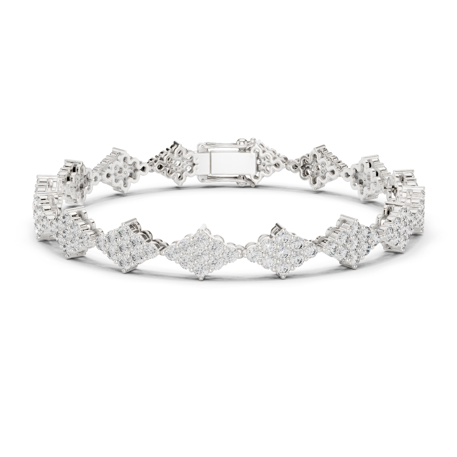 Kite Shape Lab-Grown Diamond Tennis Bracelet in 18K Gold | Cluster Design | 5.5 Carat