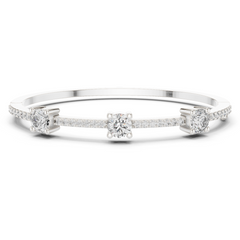 Three Stone Diamond Bangle Style Bracelet with Pave Band in 18K Gold | 3.6 Carat
