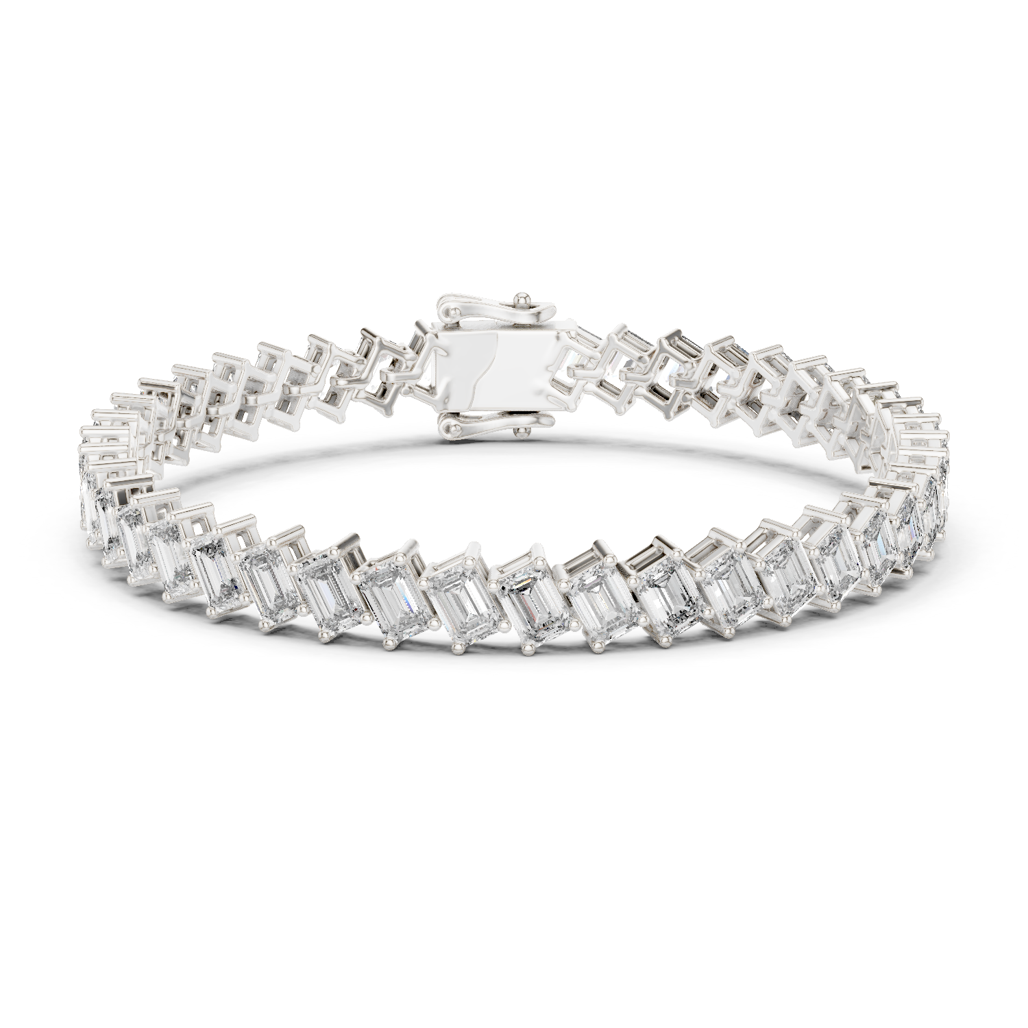 East-West Emerald Lab - Grown Diamond Tennis Bracelet in 18K Gold | 6.3 Carat