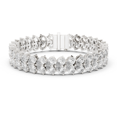Stunning Pear Shape Double Row Diamond Tennis Bracelet in 18K Gold | 16 Carat