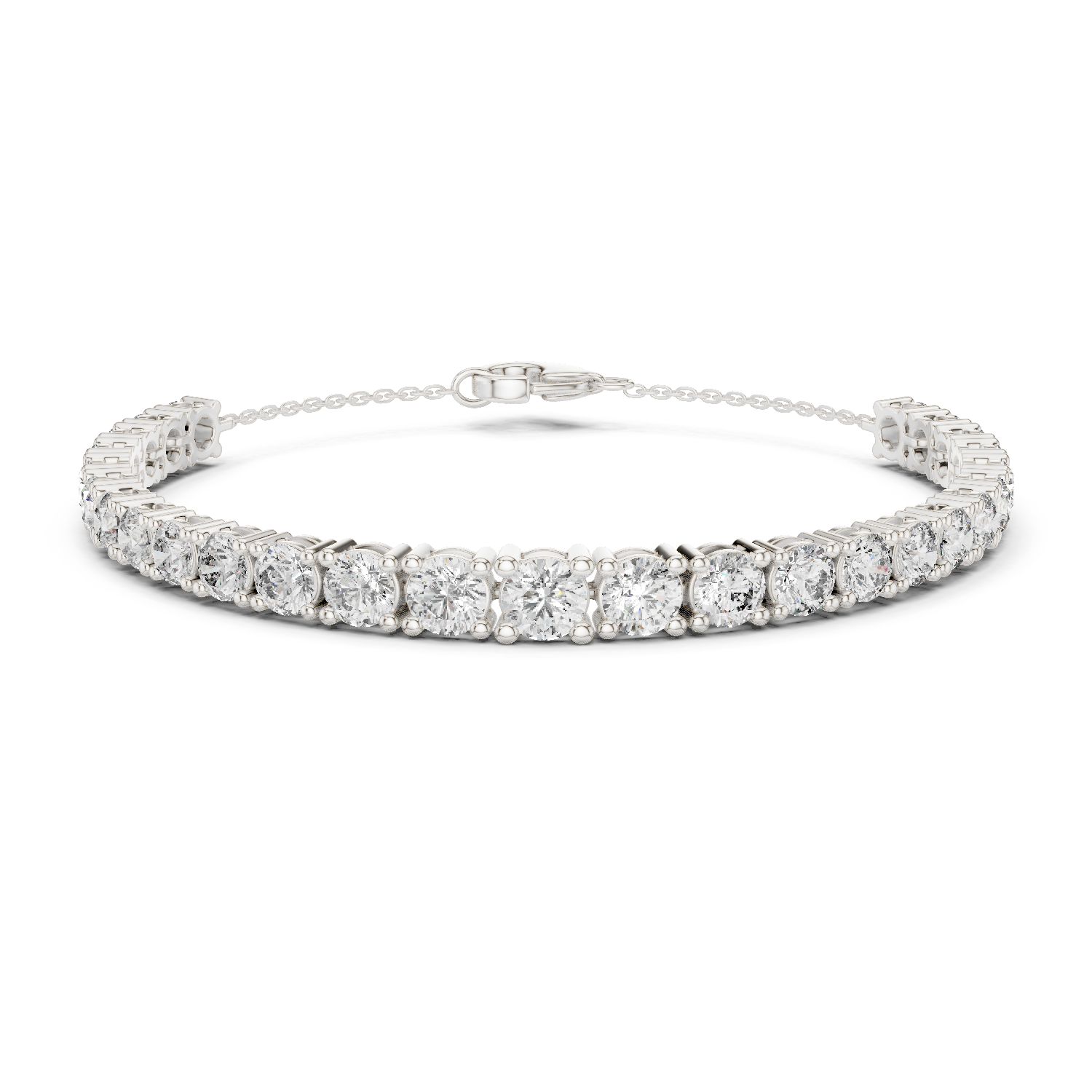 Graduated Lab-Grown Diamond Chain Bracelet in 18K Gold (50 Pointer Centre) | Classic Setting
