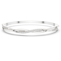 Wave Pave Lab-Grown Diamond Bangle Bracelet in 18K Gold | Sculpted Diamond Crossover Bracelet