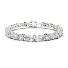 Graduated Alternating Horizontal & Vertical Oval Lab-Grown Diamond Tennis Bracelet in 18K Gold | 7.3 Carat