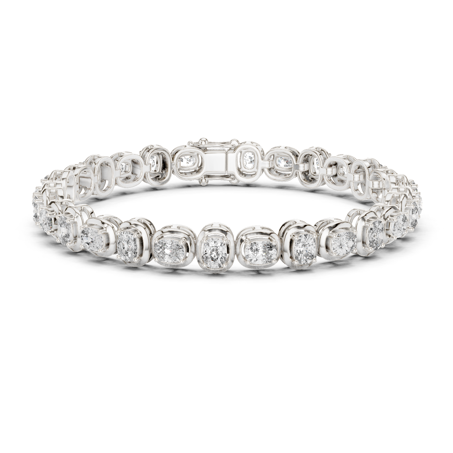 Bezel Style Cushion Lab - Grown Diamond Tennis Bracelet in 18K Gold | 5.6 Carat