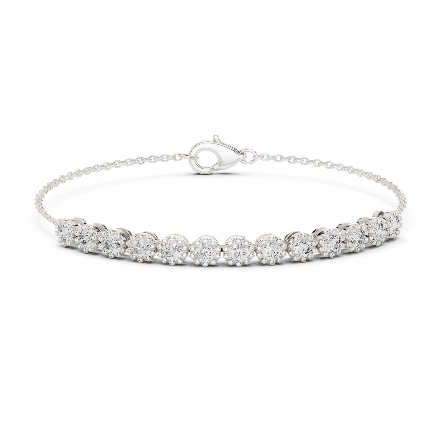 Milgrain Detail Lab-Grown Diamond Chain Bracelet in 18K Gold | Light Weight Bracelet