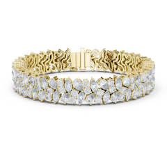 Multi-Shape Lab-Grown Diamond Bracelet in 18K Gold | Round, Pear & Marquise Statement Bracelet | 12.5 Carats