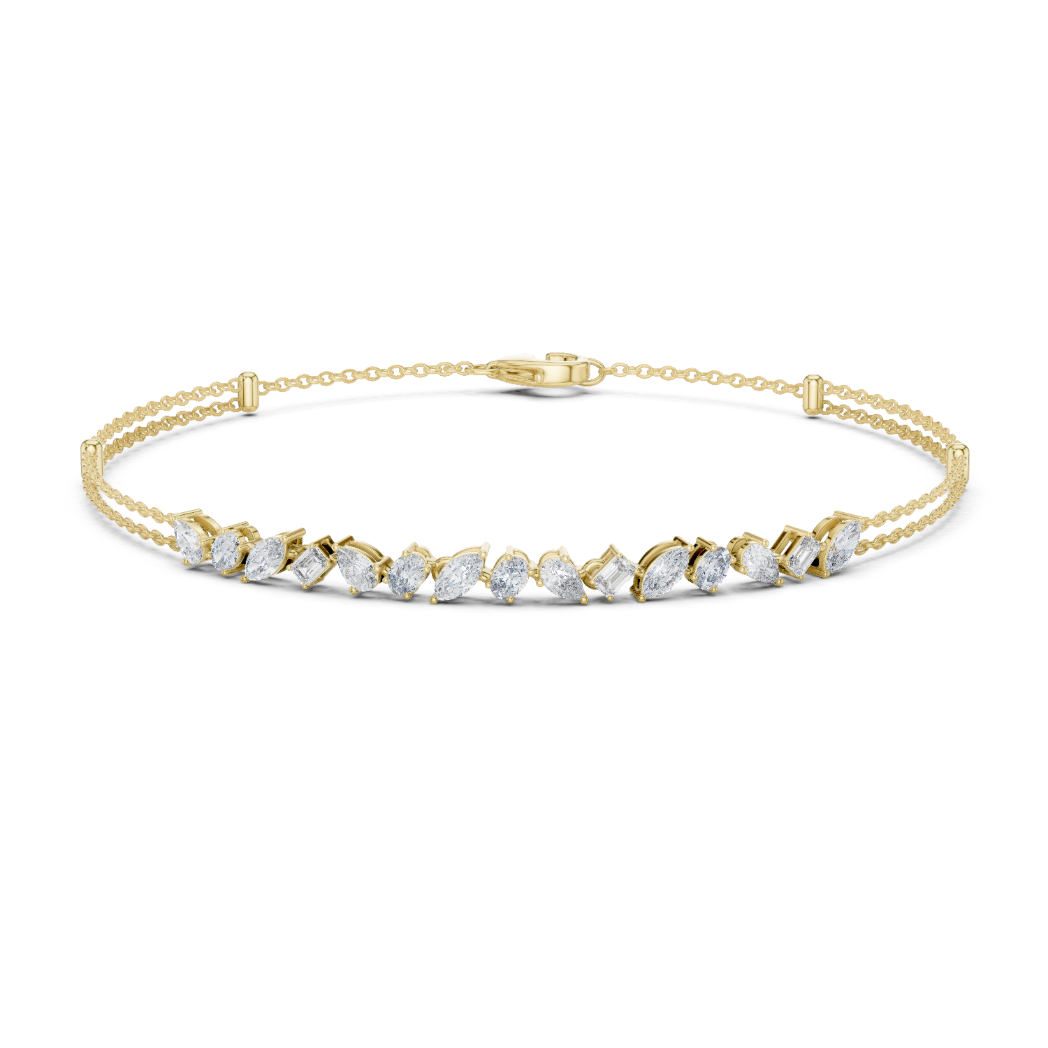 Everyday Mixed Shape Lab-Grown Diamond Bracelet in 18K Gold | Pear, Oval, Marquise, Emerald | 1.5 Carat