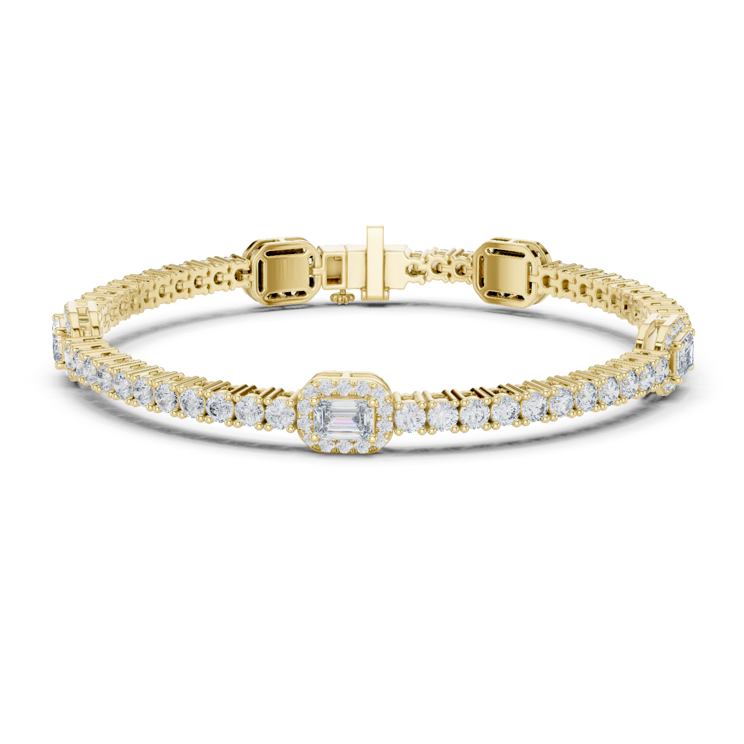 Emerald Accent Lab-Grown Diamond Tennis Bracelet in 18K Gold | 5 Carat