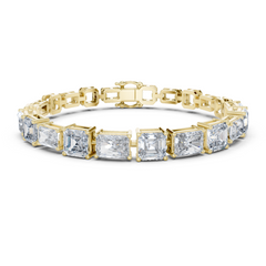 Radiant & Square Emerald Lab-Grown Diamond Tennis Bracelet in 18K Gold | 12.5 Carat