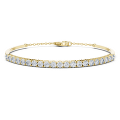 Half Tennis Lab-Grown Diamond Bracelet in 18K Gold | Classic Setting Diamond Bracelet With Chain At Back