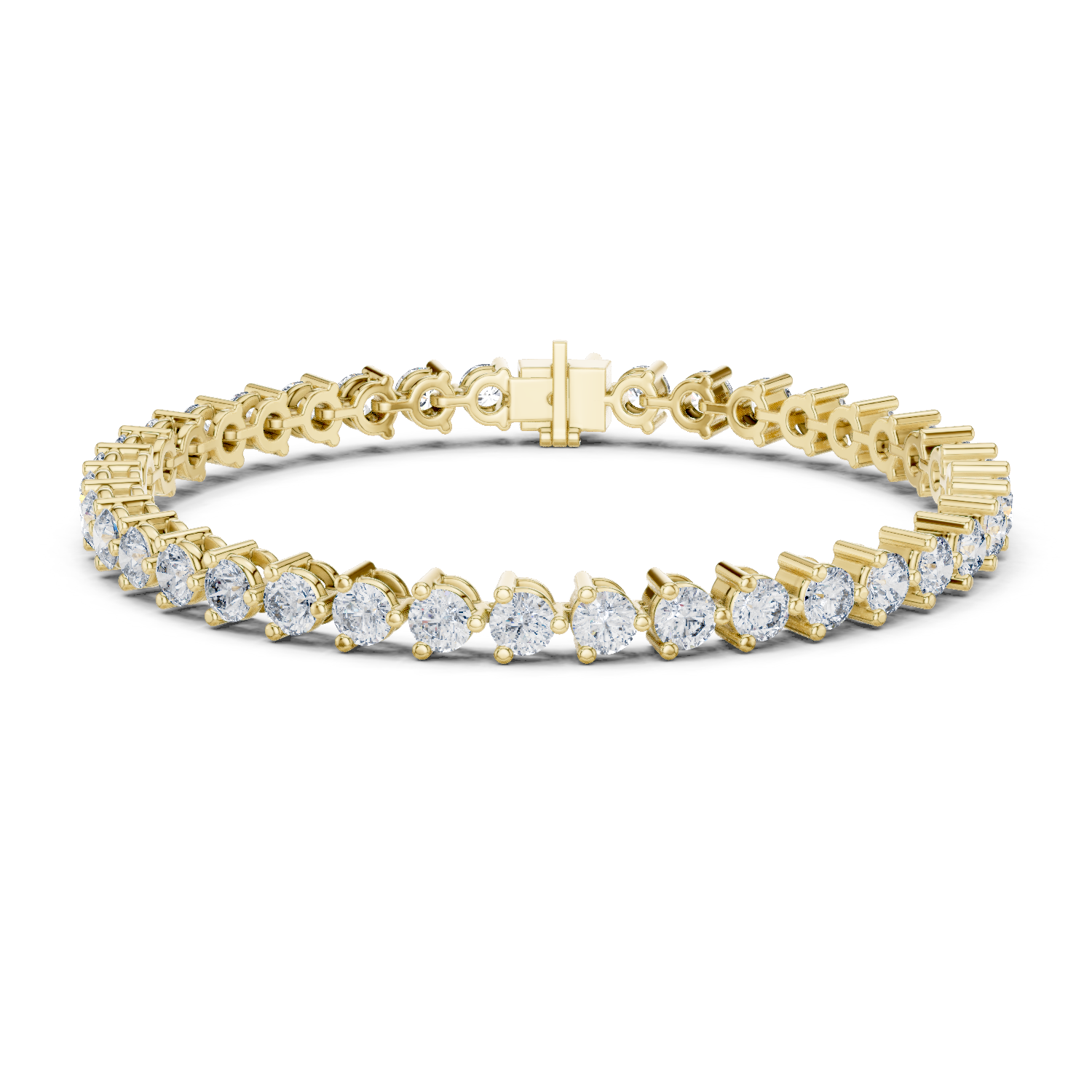 3 Prong Round Lab - Grown Diamond Tennis Bracelet in 18K Gold | 8 Carat