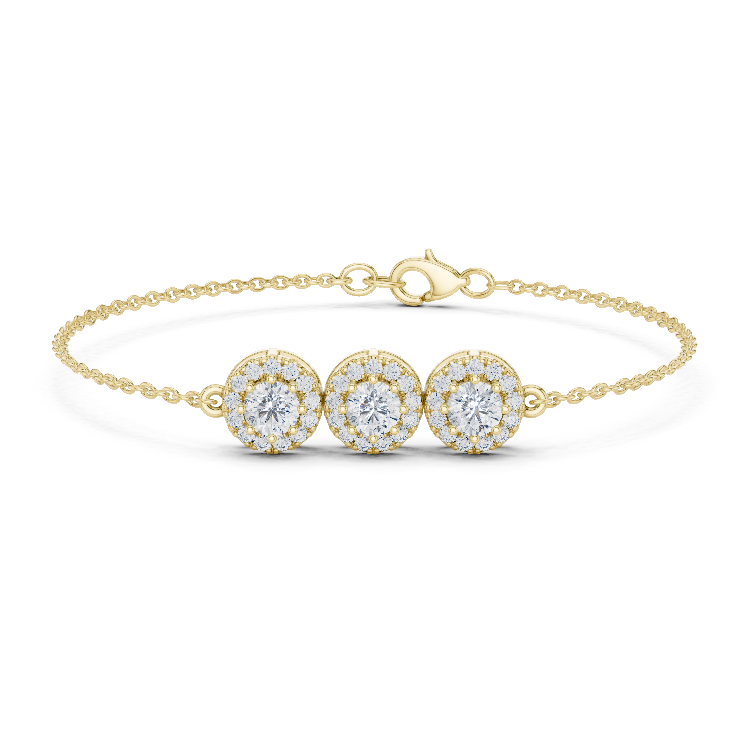 Triple Halo Lab-Grown Diamond Chain Bracelet in 18K Gold | 1 Carat