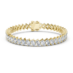 East-West Emerald Lab - Grown Diamond Tennis Bracelet in 18K Gold | 6.3 Carat