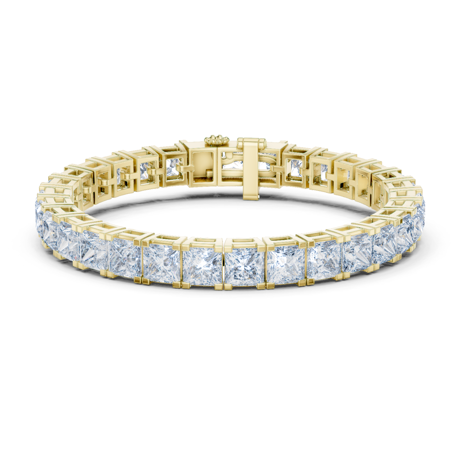 Beautiful Princess Cut Lab-Grown Diamond Tennis Bracelet in 18K Gold | 23 Carat
