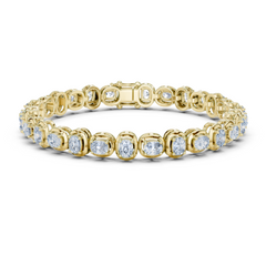 Bezel Style Cushion Lab - Grown Diamond Tennis Bracelet in 18K Gold | 5.6 Carat