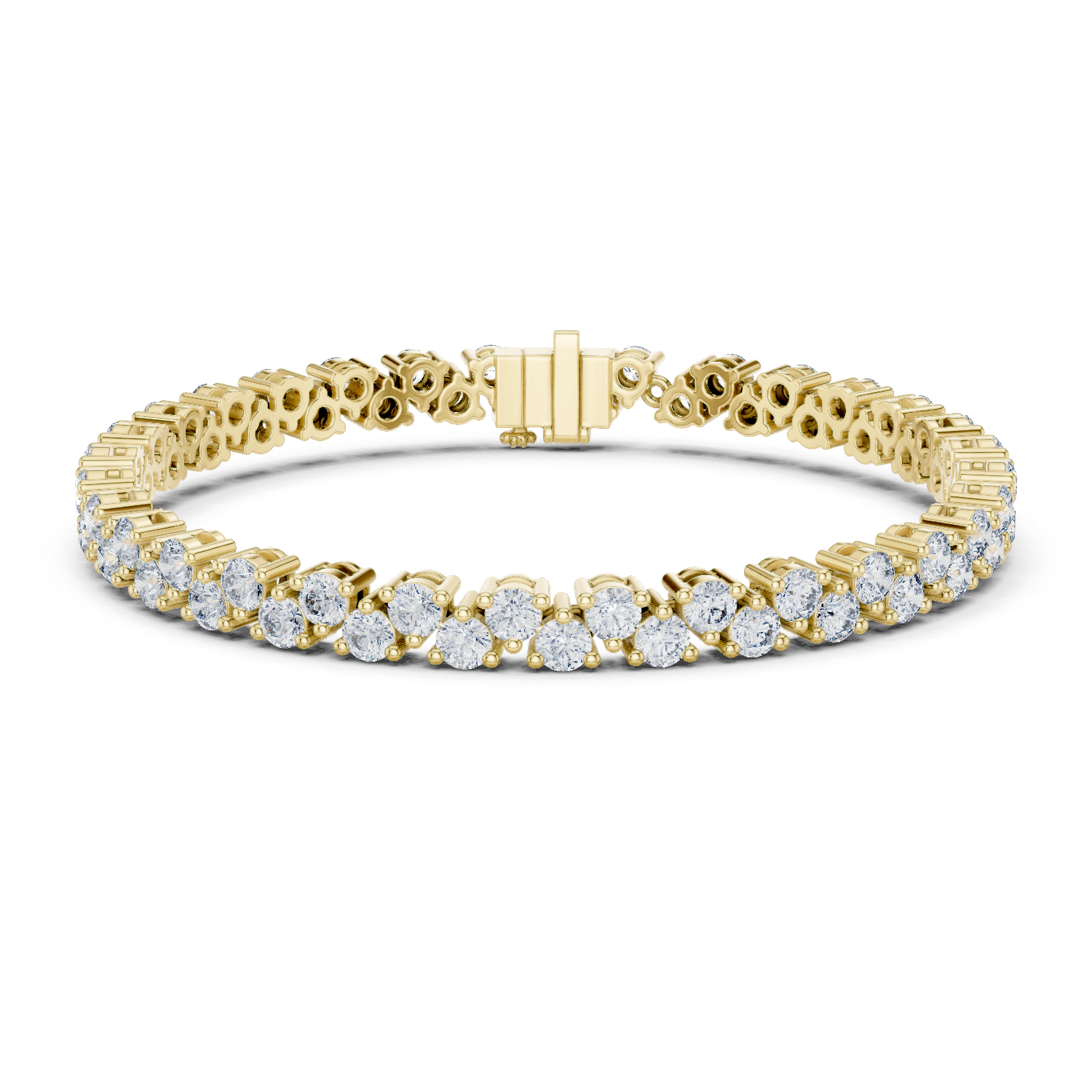 Double Row Round Lab-Grown Diamond Bracelet in 18K Gold | 6 Carat