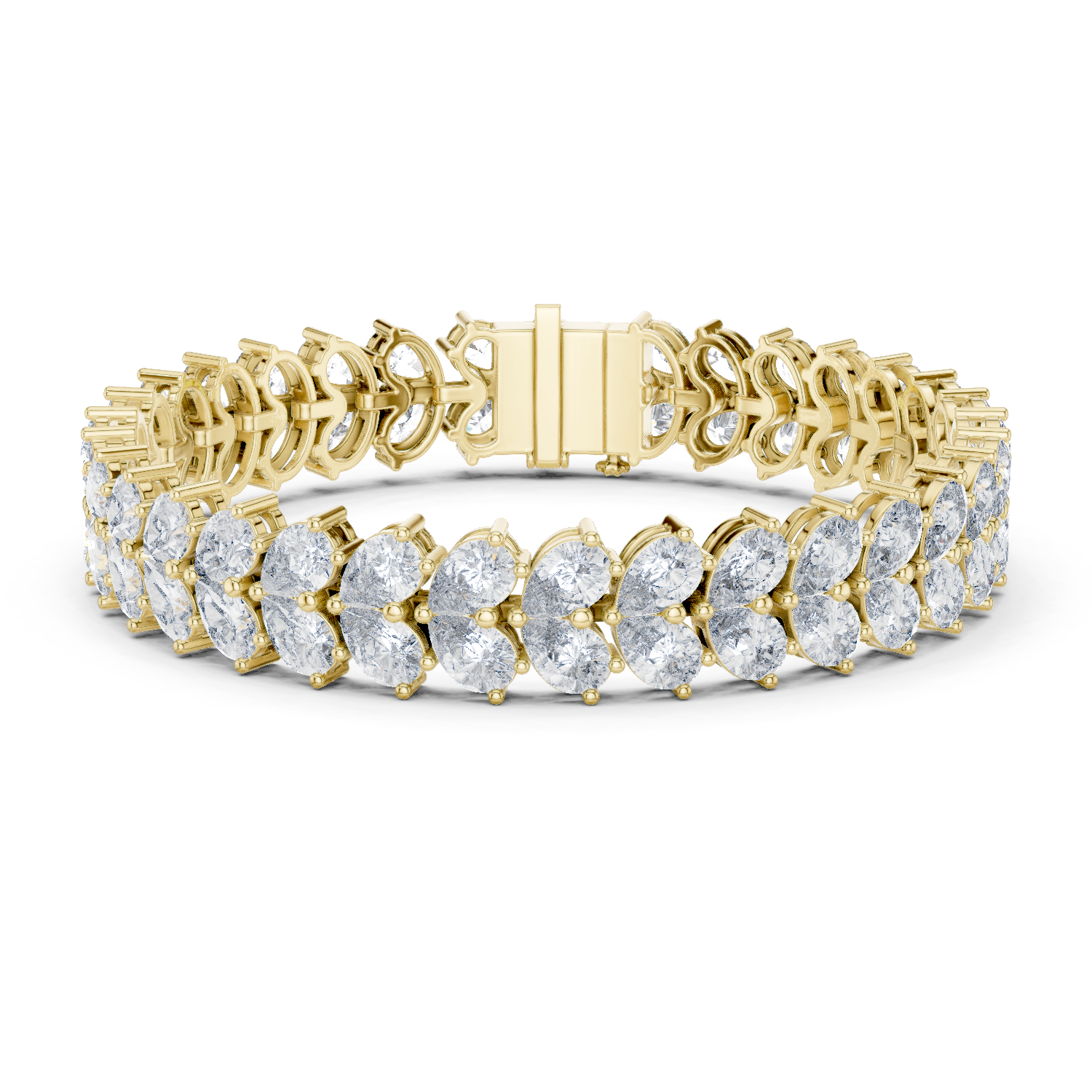 Stunning Pear Shape Double Row Diamond Tennis Bracelet in 18K Gold | 16 Carat