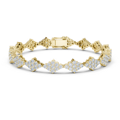 Kite Shape Lab-Grown Diamond Tennis Bracelet in 18K Gold | Cluster Design | 5.5 Carat