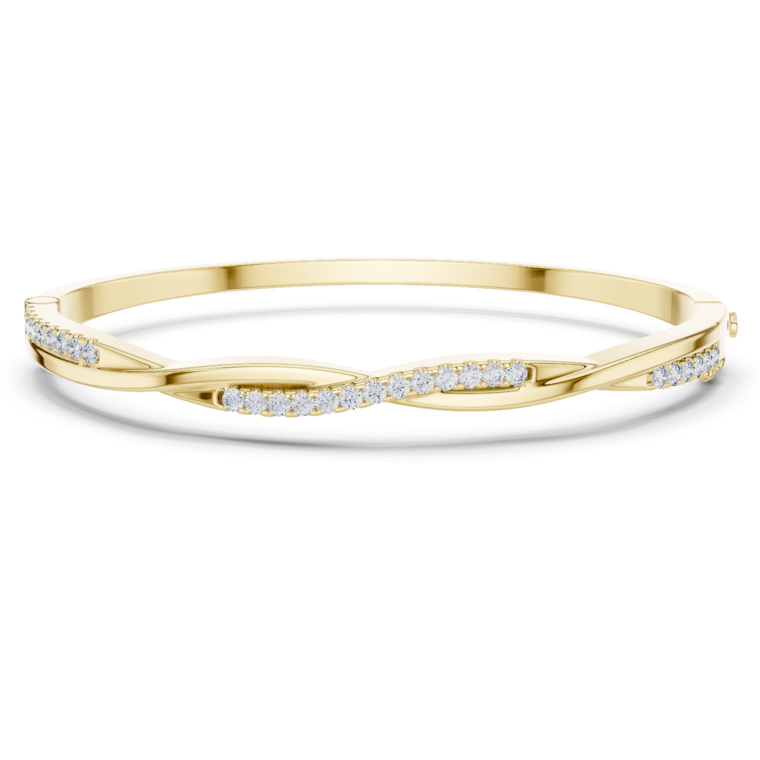 Wave Pave Lab-Grown Diamond Bangle Bracelet in 18K Gold | Sculpted Diamond Crossover Bracelet