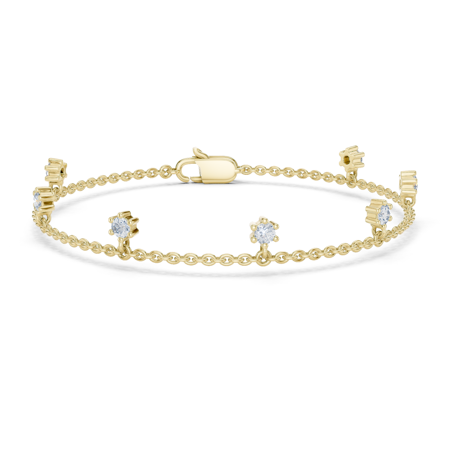 Minimal Floating Diamond Charm Bracelet in 18K Gold | Round Lab-Grown Diamond
