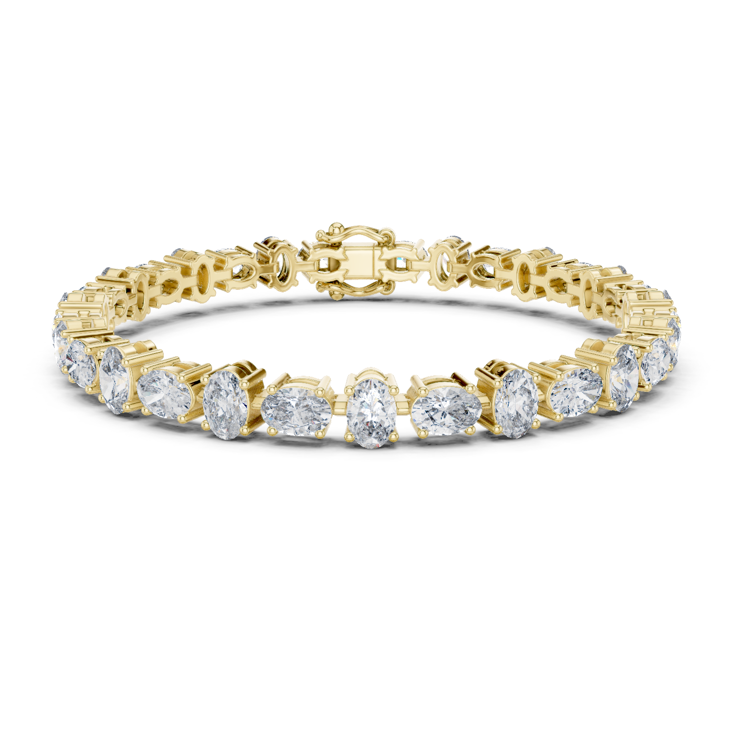 Graduated Alternating Horizontal & Vertical Oval Lab-Grown Diamond Tennis Bracelet in 18K Gold | 7.3 Carat
