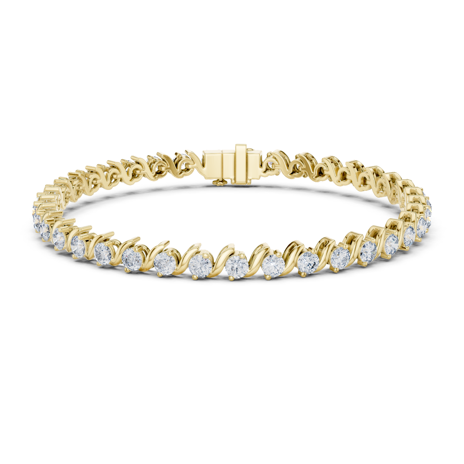 Wave Lab-Grown Diamond Tennis Bracelet 3.5 Carats in 18K Gold | Modern Designer Diamond Bracelet
