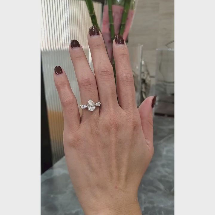 Pear Trilogy with Marquise Lab-Grown Diamond Ring