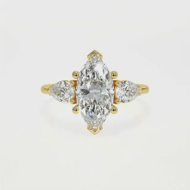 Marquise-Pear Trilogy Lab-Grown Diamond Ring