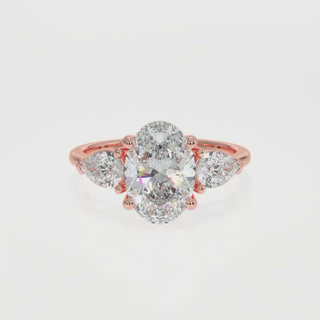 Oval-Pear Trilogy Lab-Grown Diamond Ring