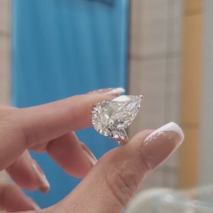 10 Carat Pear Solitaire Lab Grown Diamond Ring – Engagement Ring | Ethical & Sustainable Luxury