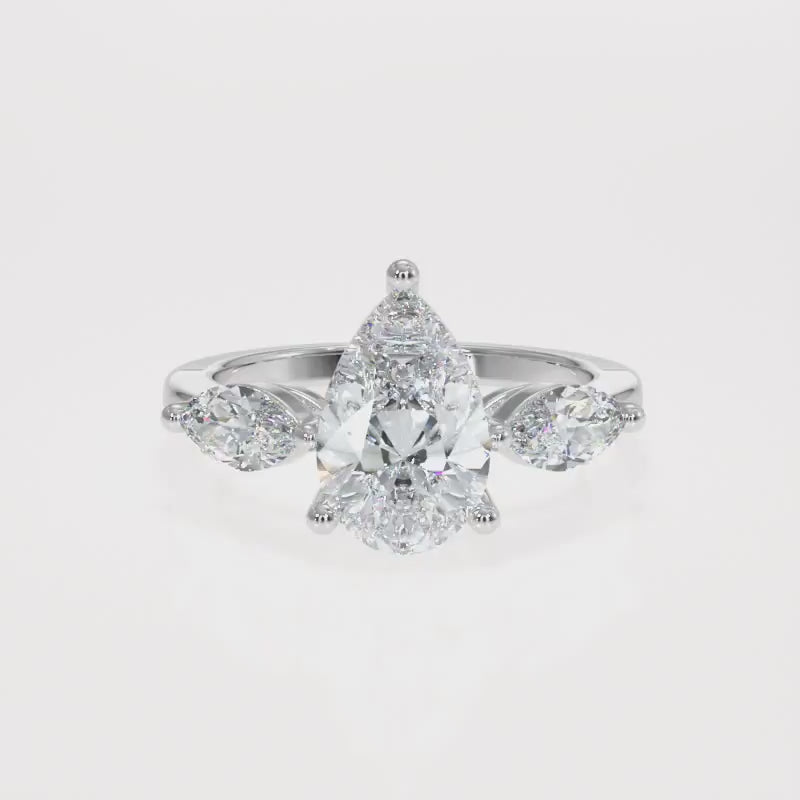 Pear Trilogy with Marquise Lab-Grown Diamond Ring