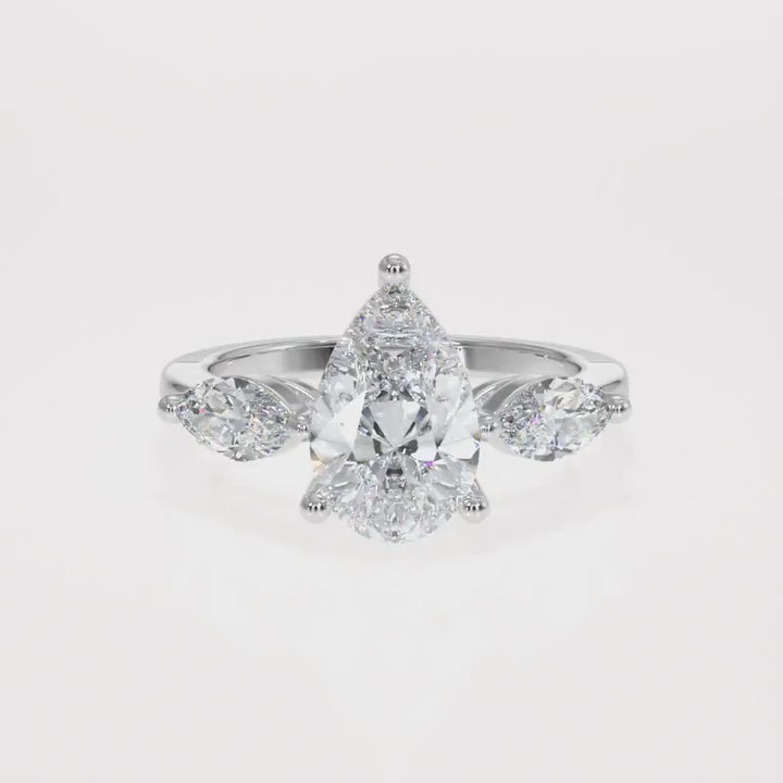 Pear Trilogy with Marquise Lab-Grown Diamond Ring