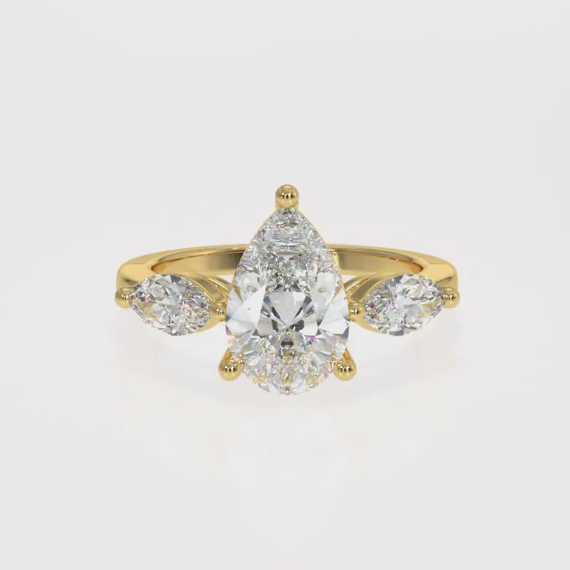 Pear Trilogy with Marquise Lab-Grown Diamond Ring