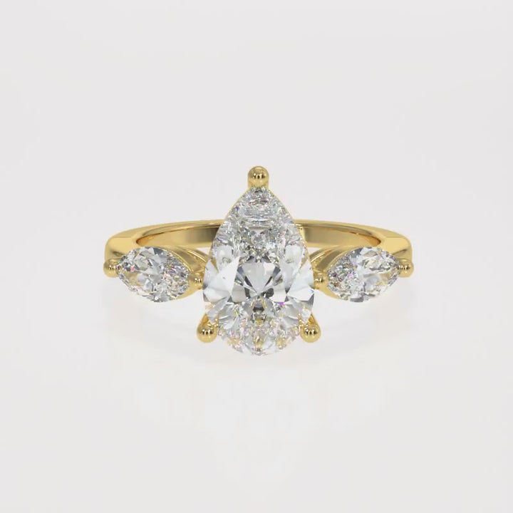 Pear Trilogy with Marquise Lab-Grown Diamond Ring