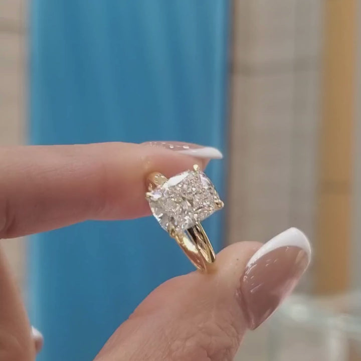 1-5ct Elongated Cushion Cut Lab Grown Diamond Solitaire Ring – Available in 18K Yellow, White & Rose Gold