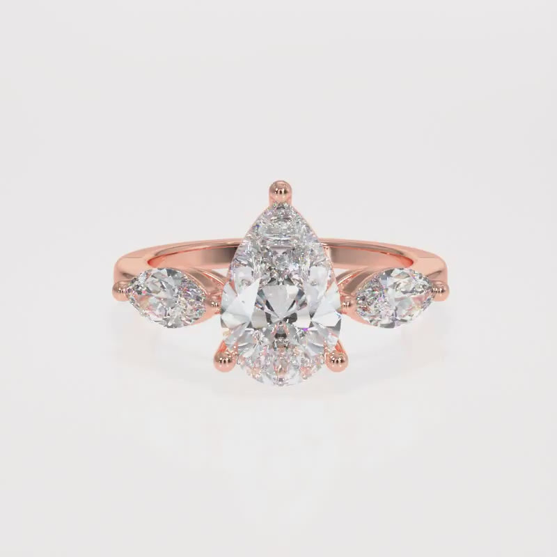 Pear Trilogy with Marquise Lab-Grown Diamond Ring