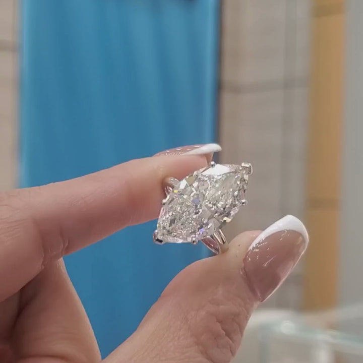 10 Carat Marquise Lab Grown Diamond Solitaire Ring – Available in 18K Yellow, White & Rose Gold